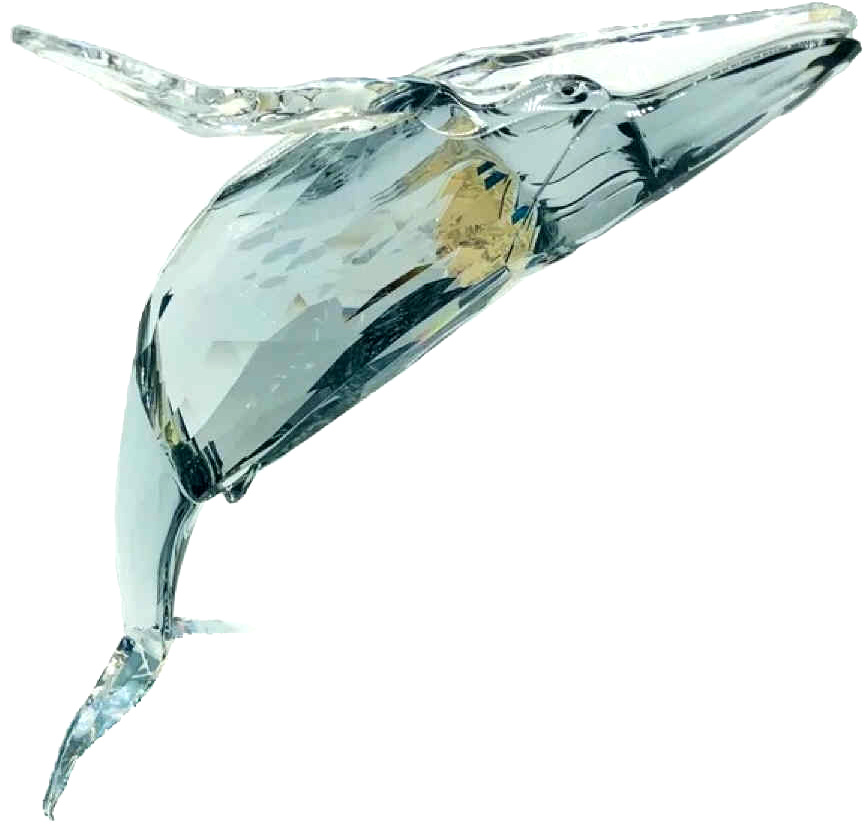 A humpback whale made of crystal