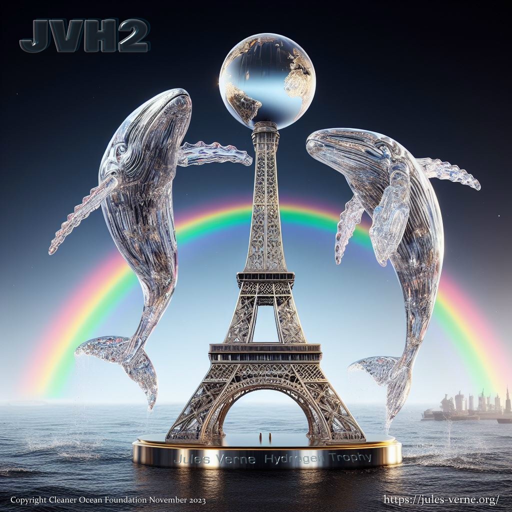 JVH2 Jules Verne Hydrogen Trophy - Sample artwork, Eiffel Tower symblic of France and the famous science fiction writer